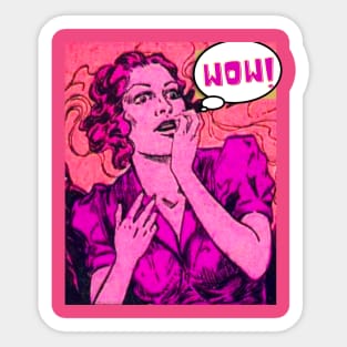 VINTAGE COMICS POP ART STYLE GIRL WOW Sticker